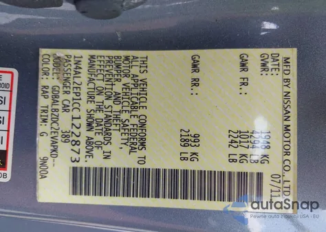 2012 Nissan Altima S from USA, damaged, VIN 1N4AL2EP1CC122873